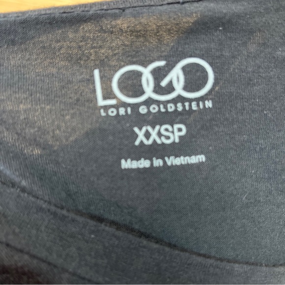 LOGO Lori Goldstein Shirt XXSP Petite Black Swing Satin Chiffon Trim Jewels - Picture 13 of 15